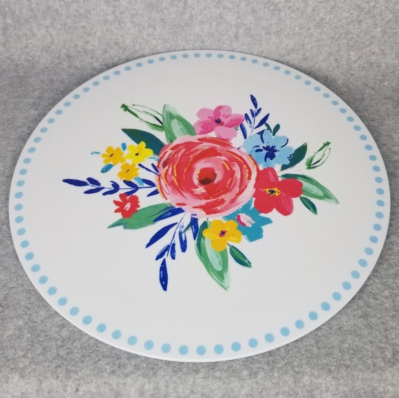 The Pioneer Woman Cheese Board Melamine Serving Tray Platter White Floral Center - Picture 7 of 7